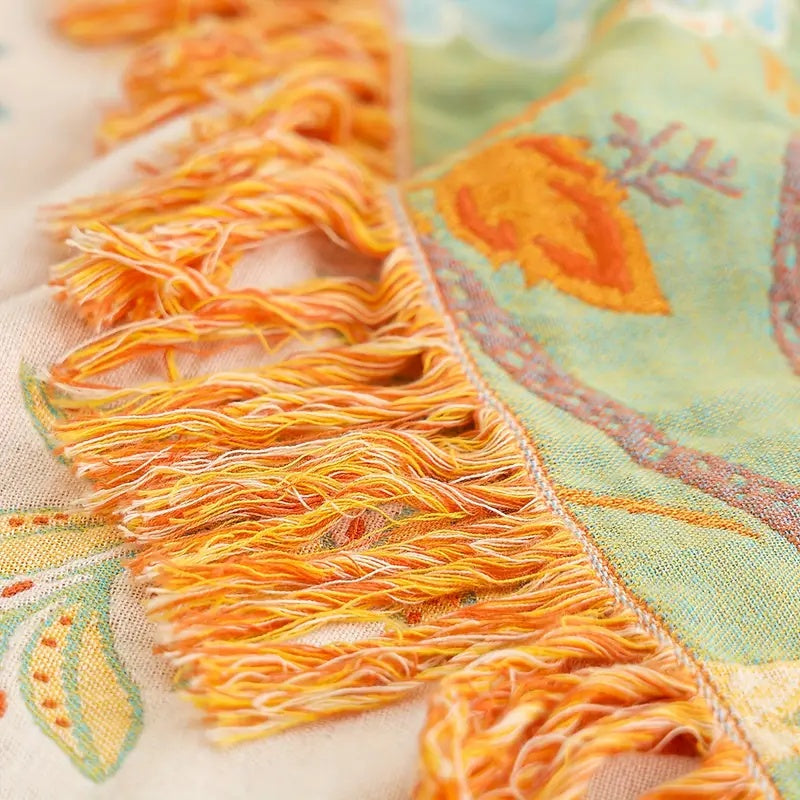 Floral Boho Sofa Throw Blanket