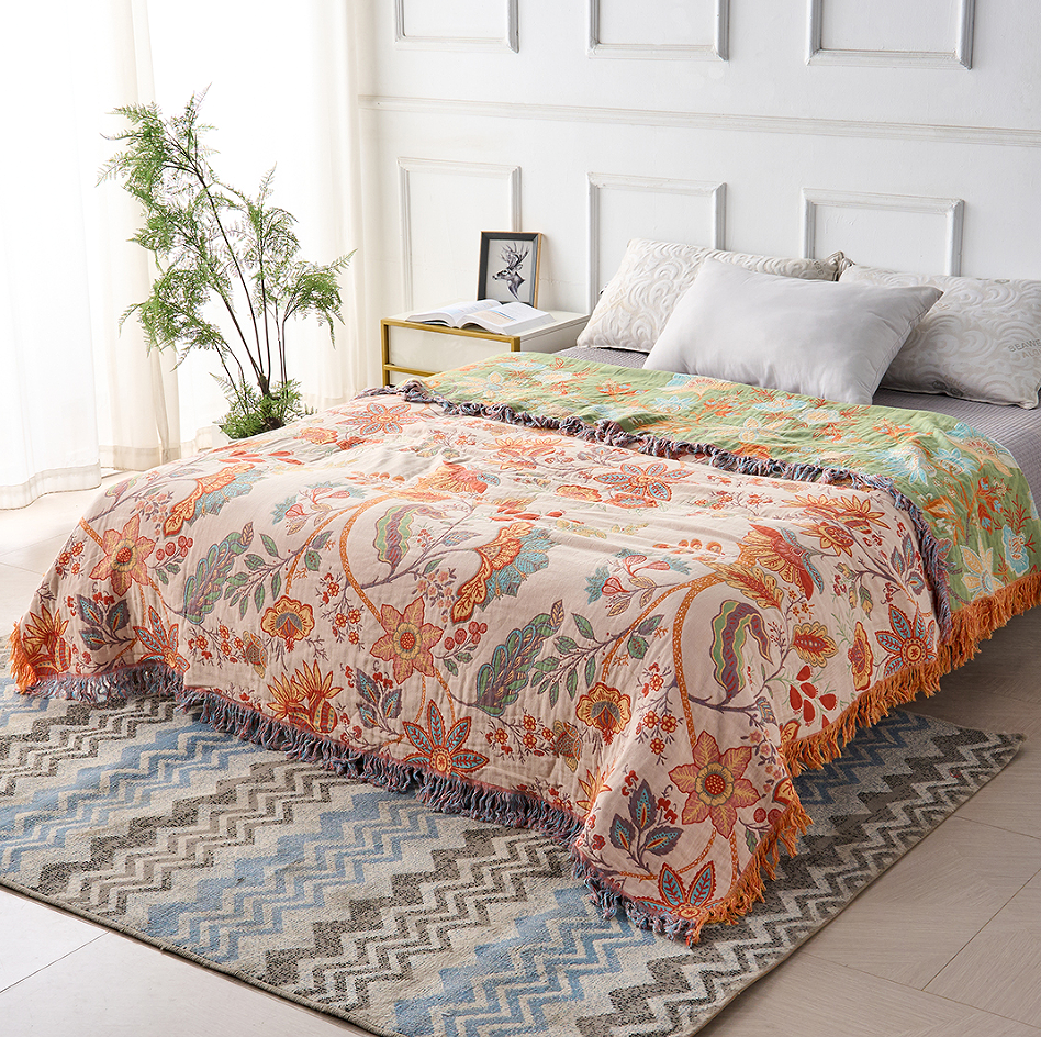 Floral Boho Sofa Throw Blanket