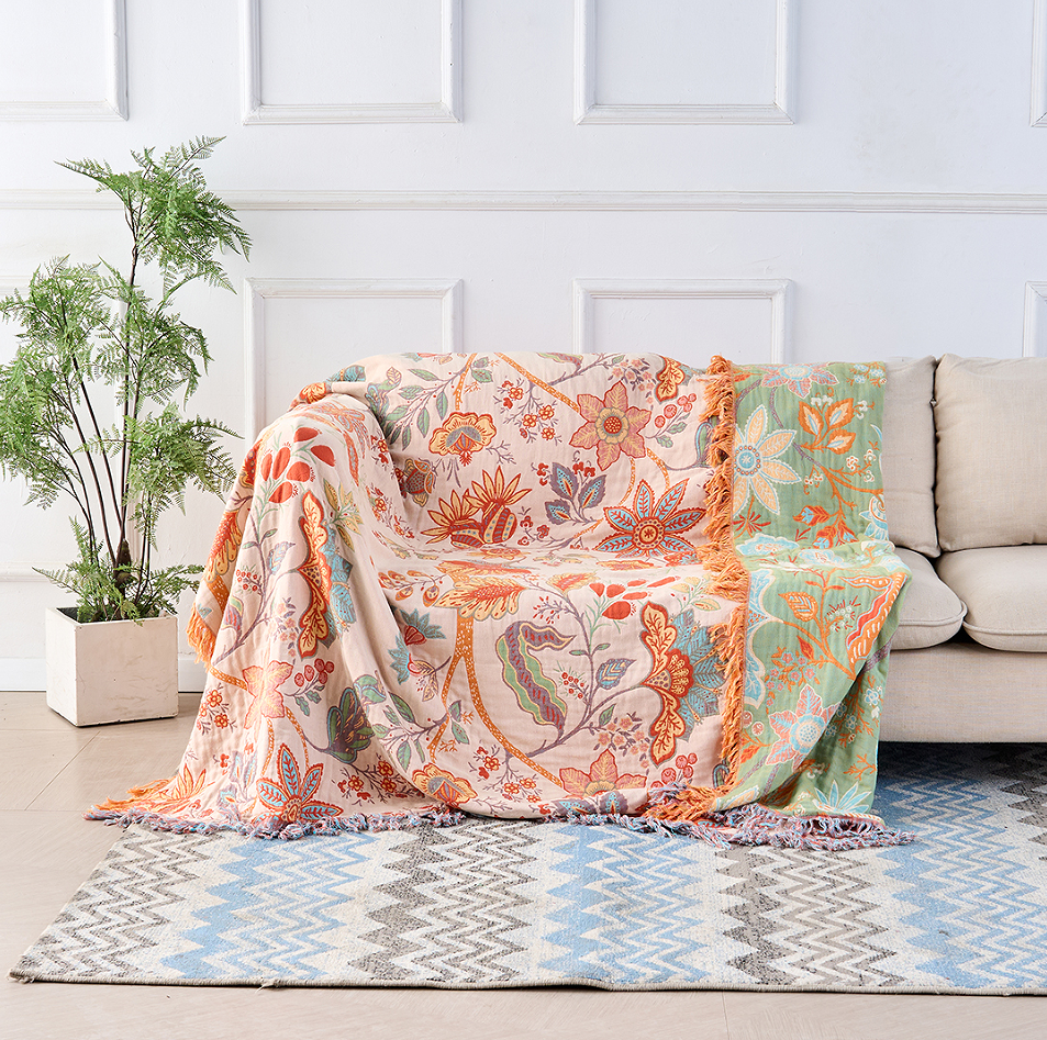 Floral Boho Sofa Throw Blanket